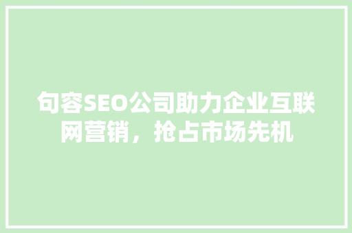句容SEO公司助力企业互联网营销，抢占市场先机