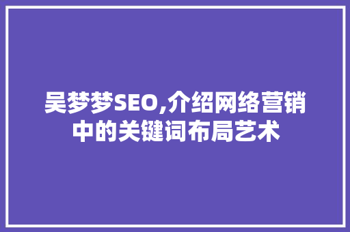 吴梦梦SEO,介绍网络营销中的关键词布局艺术