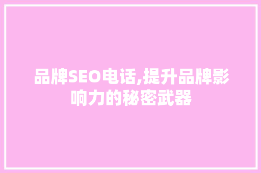 品牌SEO电话,提升品牌影响力的秘密武器