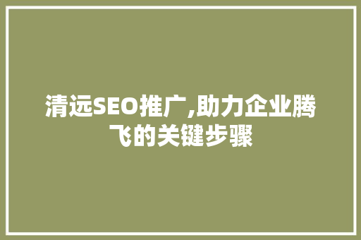 清远SEO推广,助力企业腾飞的关键步骤