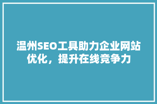 温州SEO工具助力企业网站优化，提升在线竞争力
