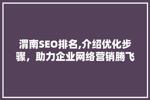 渭南SEO排名,介绍优化步骤，助力企业网络营销腾飞