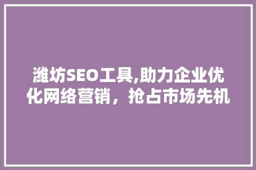 潍坊SEO工具,助力企业优化网络营销，抢占市场先机