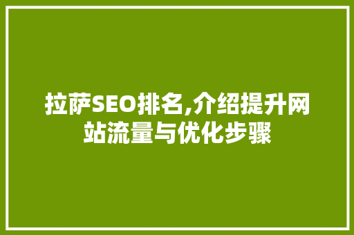 拉萨SEO排名,介绍提升网站流量与优化步骤