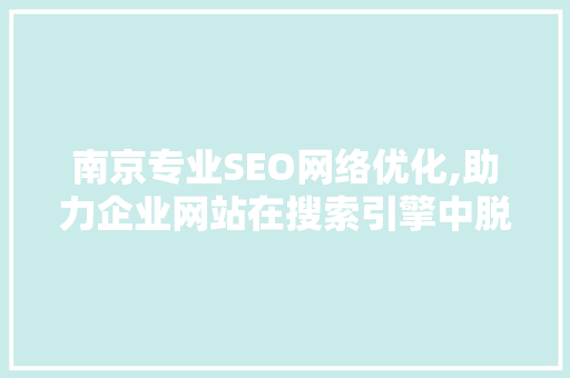 南京专业SEO网络优化,助力企业网站在搜索引擎中脱颖而出