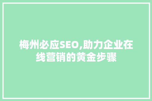 梅州必应SEO,助力企业在线营销的黄金步骤
