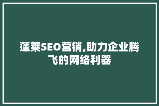 蓬莱SEO营销,助力企业腾飞的网络利器