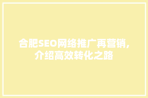 合肥SEO网络推广再营销,介绍高效转化之路  第1张