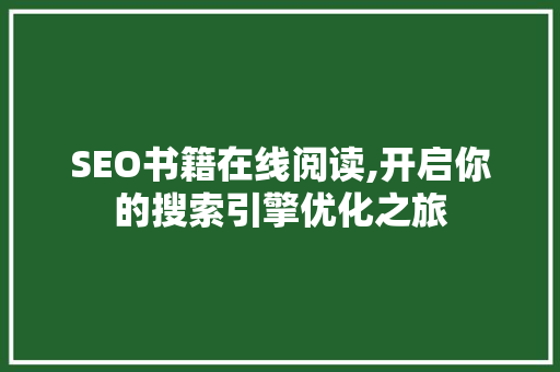 SEO书籍在线阅读,开启你的搜索引擎优化之旅