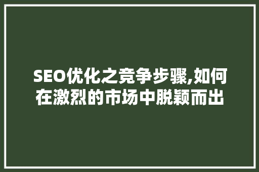 SEO优化之竞争步骤,如何在激烈的市场中脱颖而出