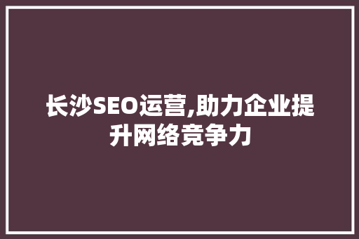 长沙SEO运营,助力企业提升网络竞争力