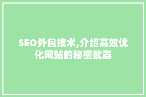SEO外包技术,介绍高效优化网站的秘密武器