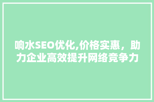 响水SEO优化,价格实惠，助力企业高效提升网络竞争力  第1张