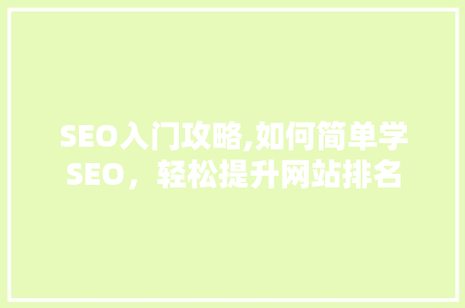 SEO入门攻略,如何简单学SEO，轻松提升网站排名