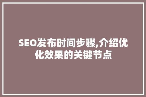 SEO发布时间步骤,介绍优化效果的关键节点