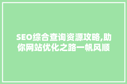 SEO综合查询资源攻略,助你网站优化之路一帆风顺