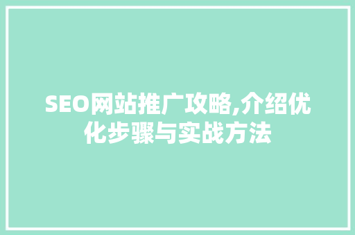 SEO网站推广攻略,介绍优化步骤与实战方法