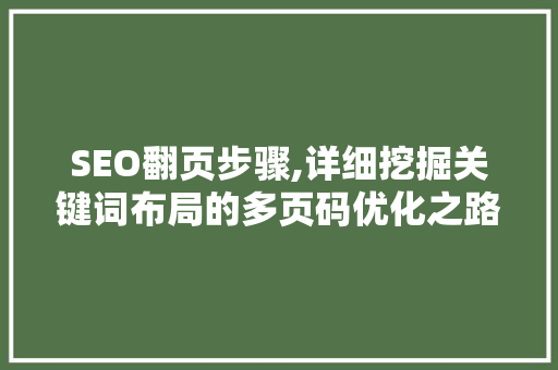 SEO翻页步骤,详细挖掘关键词布局的多页码优化之路