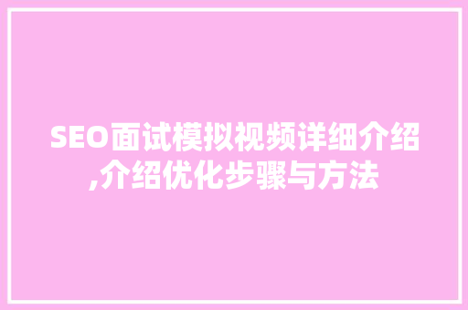 SEO面试模拟视频详细介绍,介绍优化步骤与方法