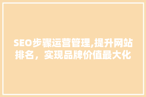 SEO步骤运营管理,提升网站排名，实现品牌价值最大化