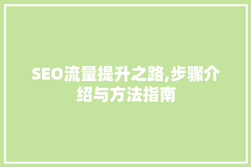 SEO流量提升之路,步骤介绍与方法指南