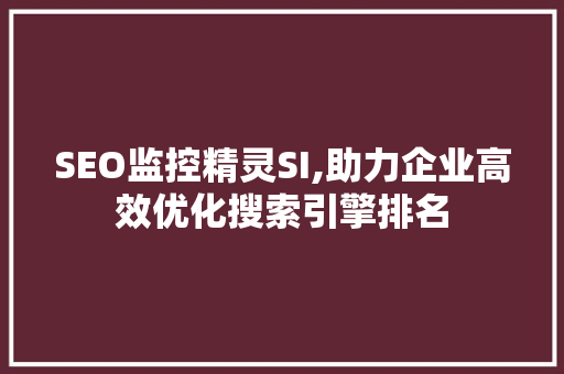 SEO监控精灵SI,助力企业高效优化搜索引擎排名