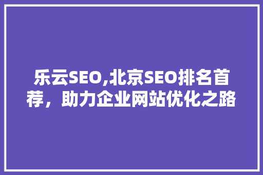 乐云SEO,北京SEO排名首荐，助力企业网站优化之路