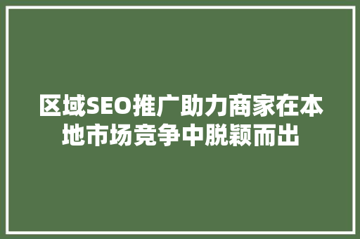 区域SEO推广助力商家在本地市场竞争中脱颖而出