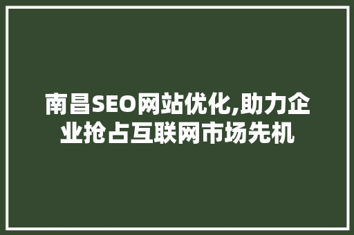 南昌SEO网站优化,助力企业抢占互联网市场先机