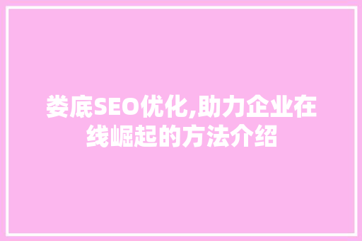 娄底SEO优化,助力企业在线崛起的方法介绍