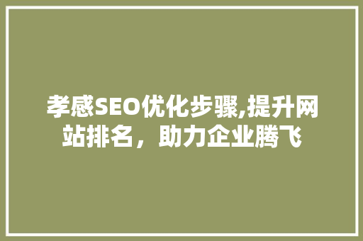孝感SEO优化步骤,提升网站排名，助力企业腾飞