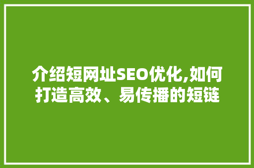 介绍短网址SEO优化,如何打造高效、易传播的短链