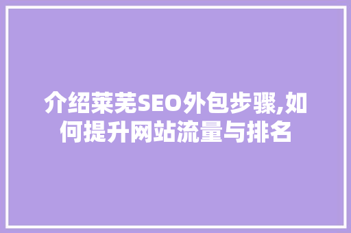 介绍莱芜SEO外包步骤,如何提升网站流量与排名