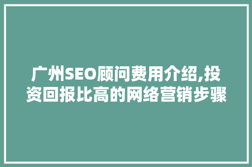 广州SEO顾问费用介绍,投资回报比高的网络营销步骤