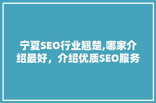 宁夏SEO行业翘楚,哪家介绍最好，介绍优质SEO服务背后的秘密