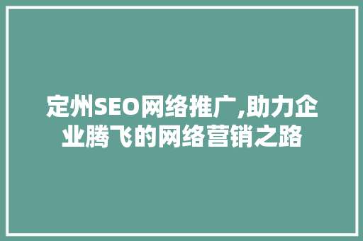 定州SEO网络推广,助力企业腾飞的网络营销之路