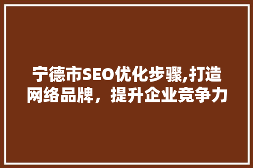 宁德市SEO优化步骤,打造网络品牌，提升企业竞争力  第1张