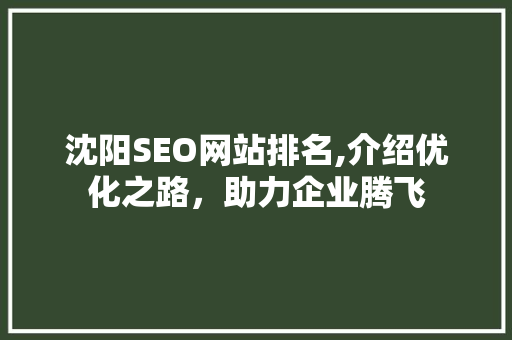 沈阳SEO网站排名,介绍优化之路，助力企业腾飞