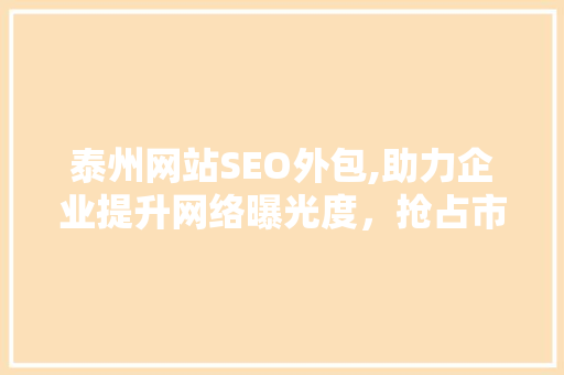 泰州网站SEO外包,助力企业提升网络曝光度，抢占市场份额