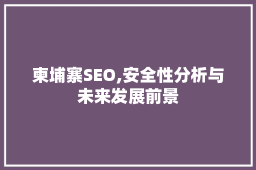 柬埔寨SEO,安全性分析与未来发展前景