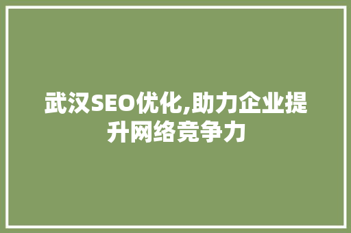 武汉SEO优化,助力企业提升网络竞争力