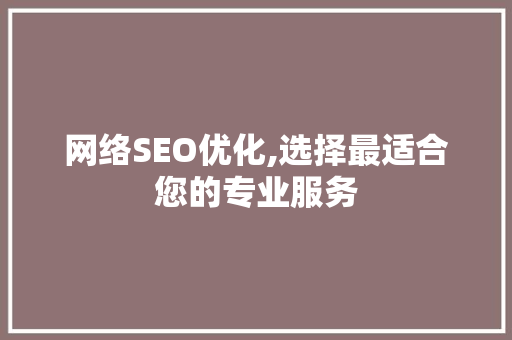 网络SEO优化,选择最适合您的专业服务