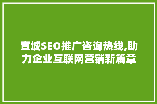 宣城SEO推广咨询热线,助力企业互联网营销新篇章