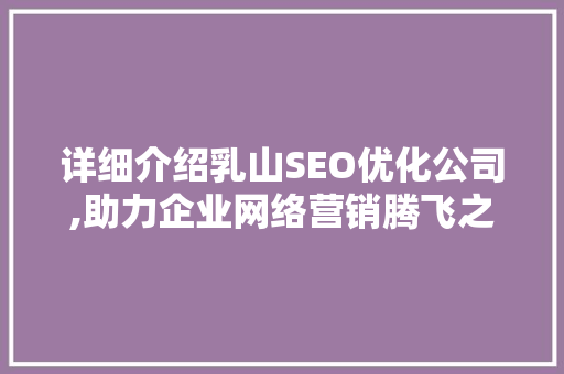 详细介绍乳山SEO优化公司,助力企业网络营销腾飞之路