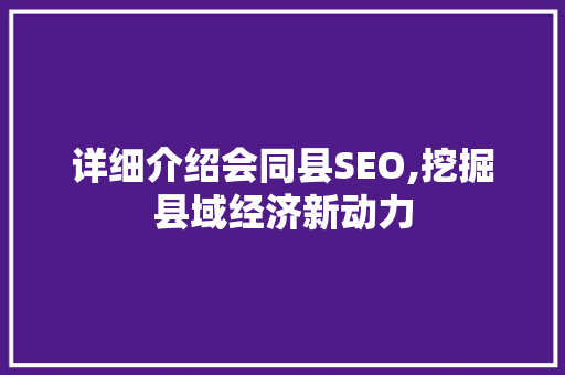 详细介绍会同县SEO,挖掘县域经济新动力