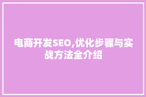 电商开发SEO,优化步骤与实战方法全介绍