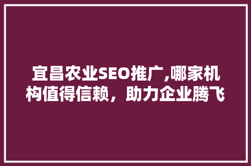 宜昌农业SEO推广,哪家机构值得信赖，助力企业腾飞
