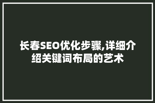 长春SEO优化步骤,详细介绍关键词布局的艺术