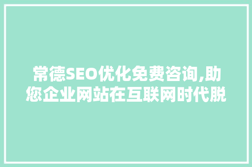 常德SEO优化免费咨询,助您企业网站在互联网时代脱颖而出