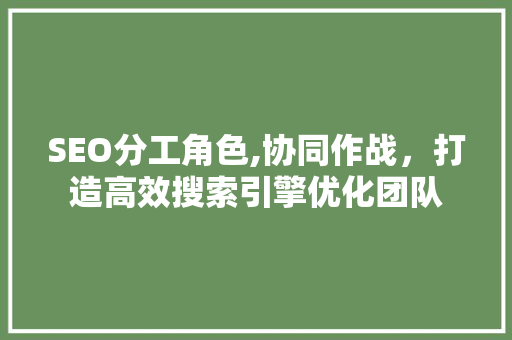 SEO分工角色,协同作战，打造高效搜索引擎优化团队